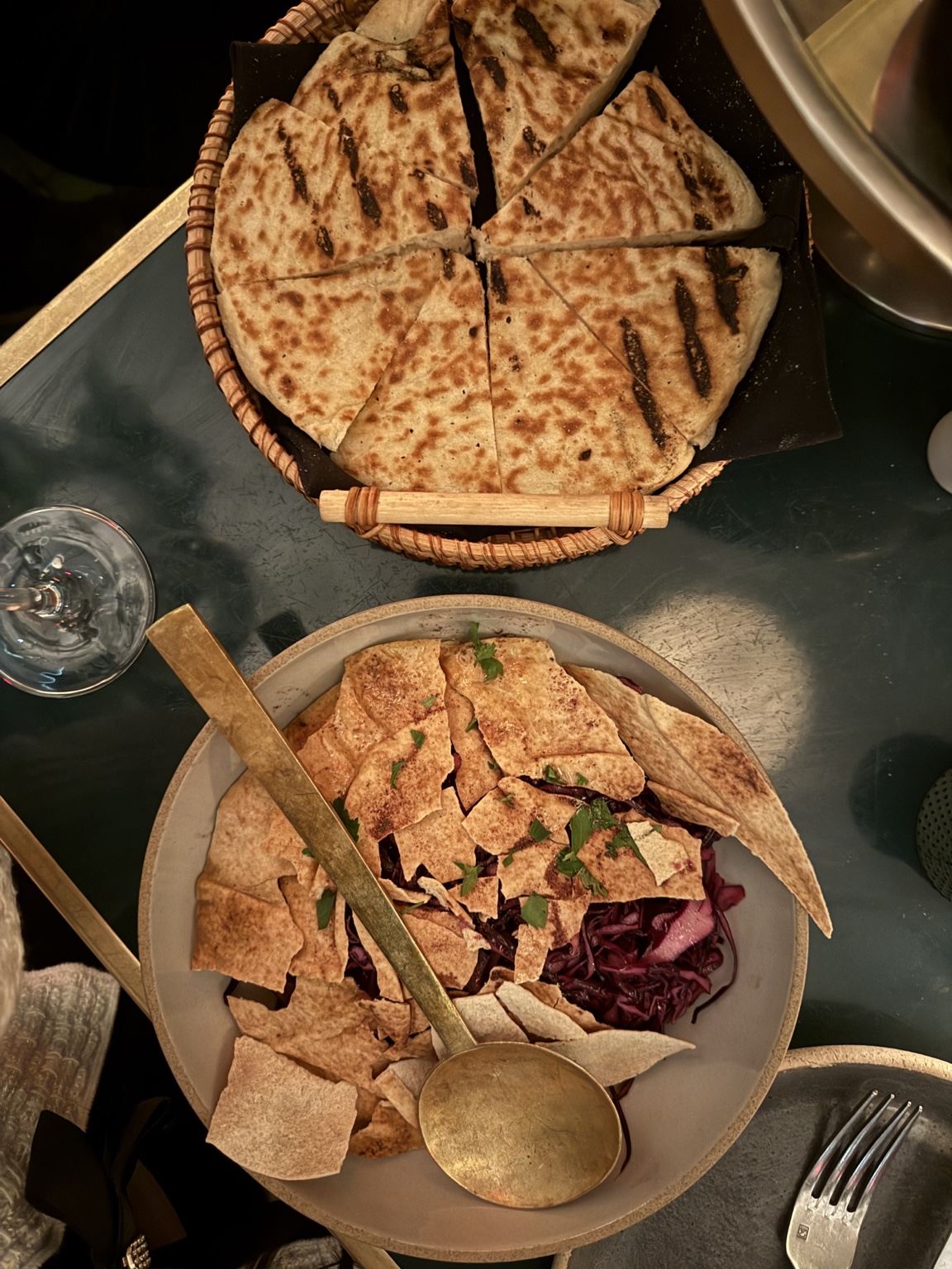 Flatbread and fattoush at Zou Zou’s