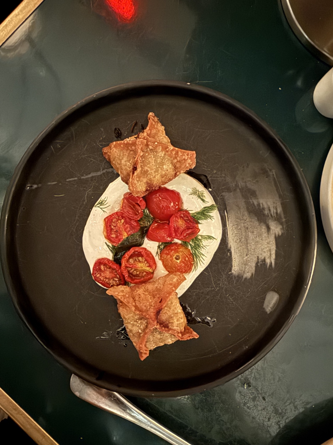 Manti with labneh and tomatoes at Zou Zou’s